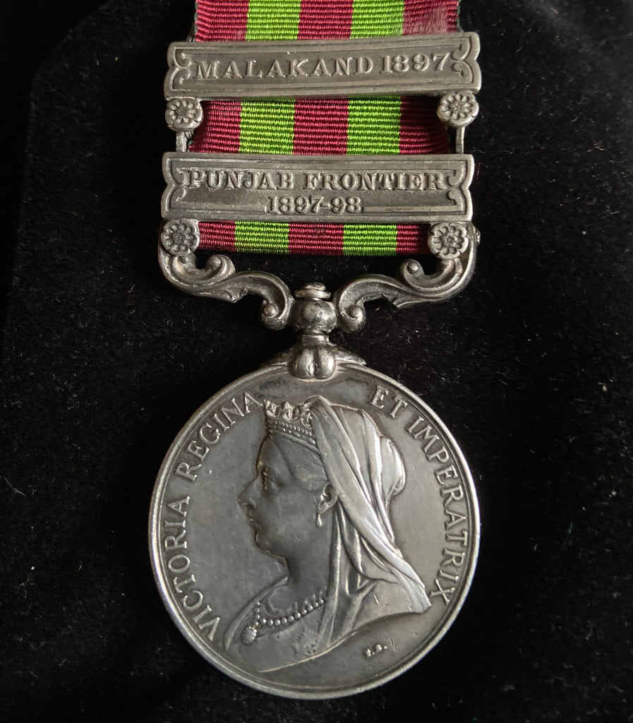 India Medal, 2 bars: Malakand 1897 & Punjab Frontier 1897-98, to 2646 Sepoy Kharku, 24 Bl. Infy.