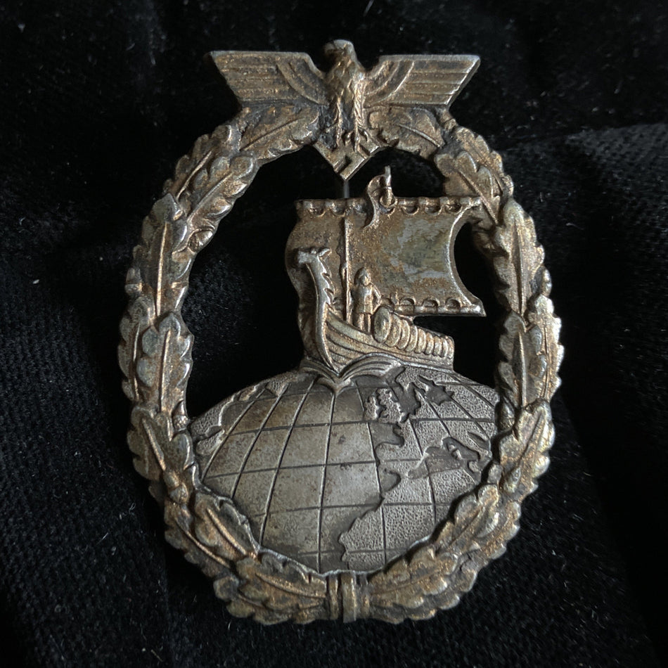 Nazi Germany, Auxiliary Cruiser War Badge, 2 piece example, unmarked, mid-war