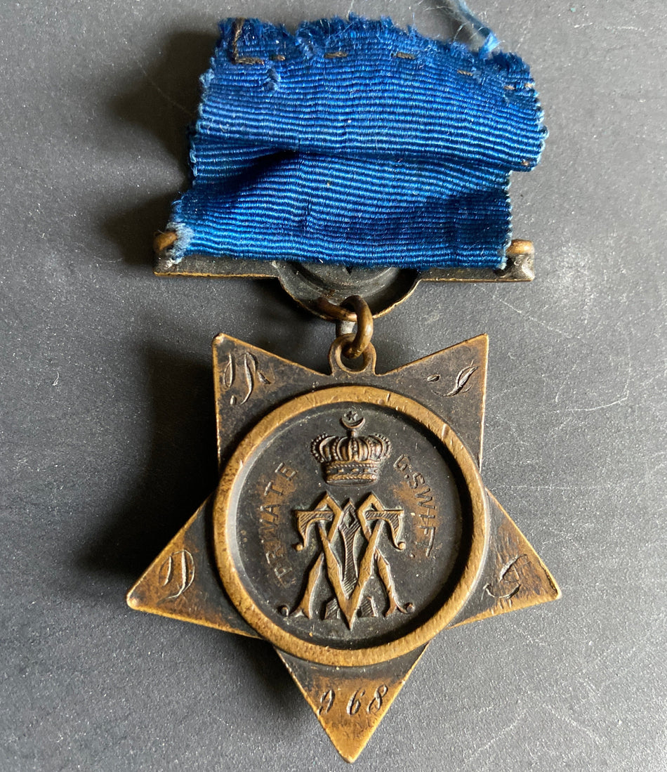 Khedive's Star, 1882, with initials engraved on the reverse, 968 Private G. Swift, R.I.D.G.