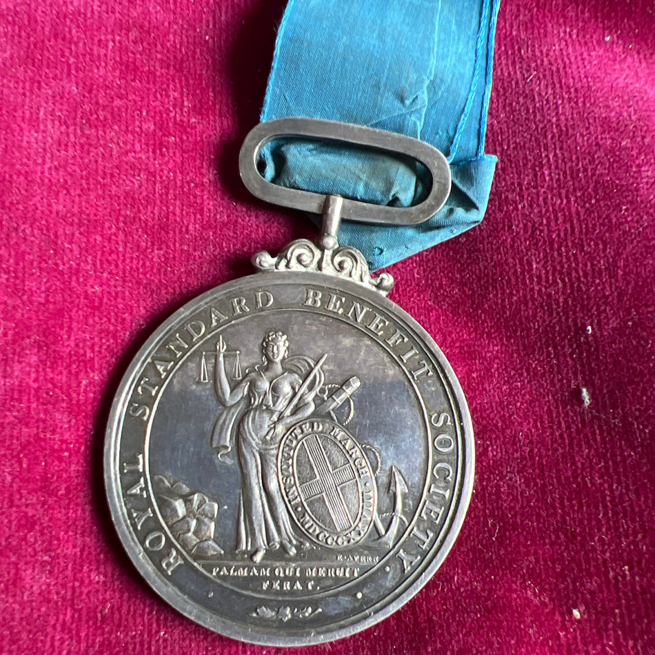 Royal Standard Benefit Society medal, 1828, Reward of Merit, presented to Mr S. Lambert as a testimonial of respect for his services to the society