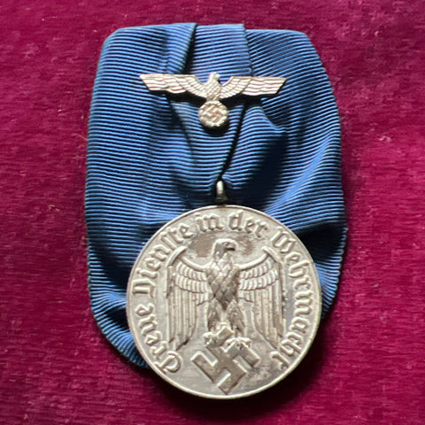 Nazi Germany, Armed Forces 4 Years Service Medal, with original court-mounted ribbon