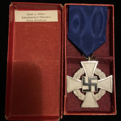 Nazi Germany, 25 Years Faithful Service Cross, in original box of issue with maker label