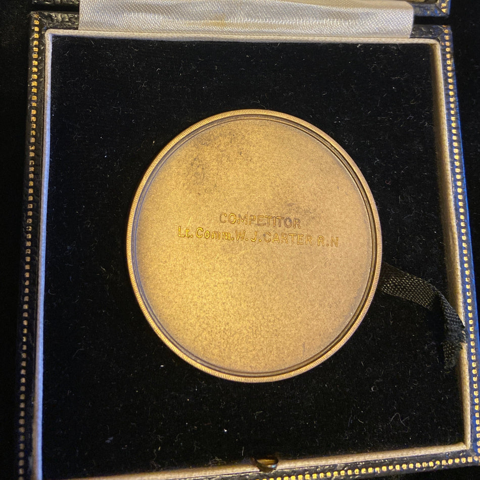 Boxed Medallion, Daily Mail Bleriot Anniversary Cross Channel Air Race, 13th - 23rd July 1959, bronze, awarded to Lieutenant Commander W. J. Carter, Royal Navy