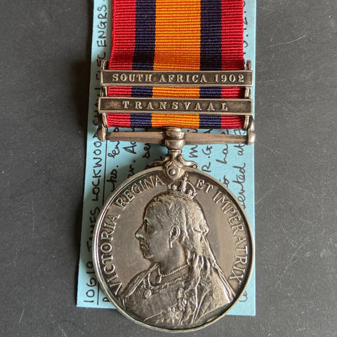 Queen's South Africa Medal, 2 bars: South Africa 1902 & Transvaal, to Sapper John Lockwood Shaw, Electrical Engineers, papers show he deserted 3 times, interesting history