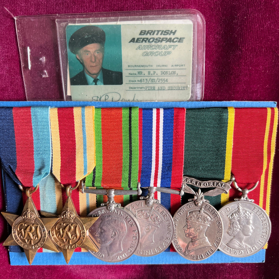 Group of 6 to 2587682 Driver H. P. Donlon, Royal Signals, later Sub Officer, Fire Brigade, British Aerospace, with photo card