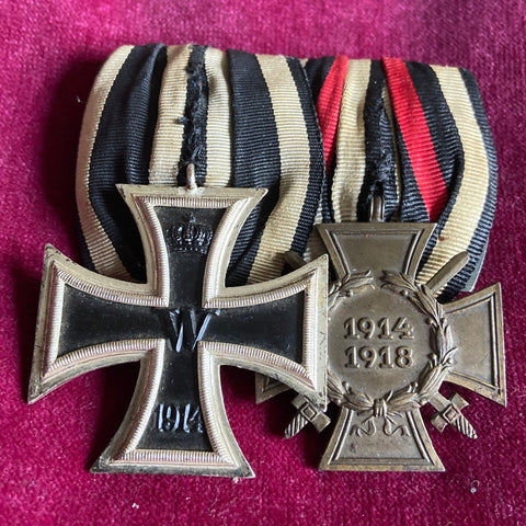 Germany, Iron Cross 1914-18/ Cross of Honour pair, tailor label on reverse