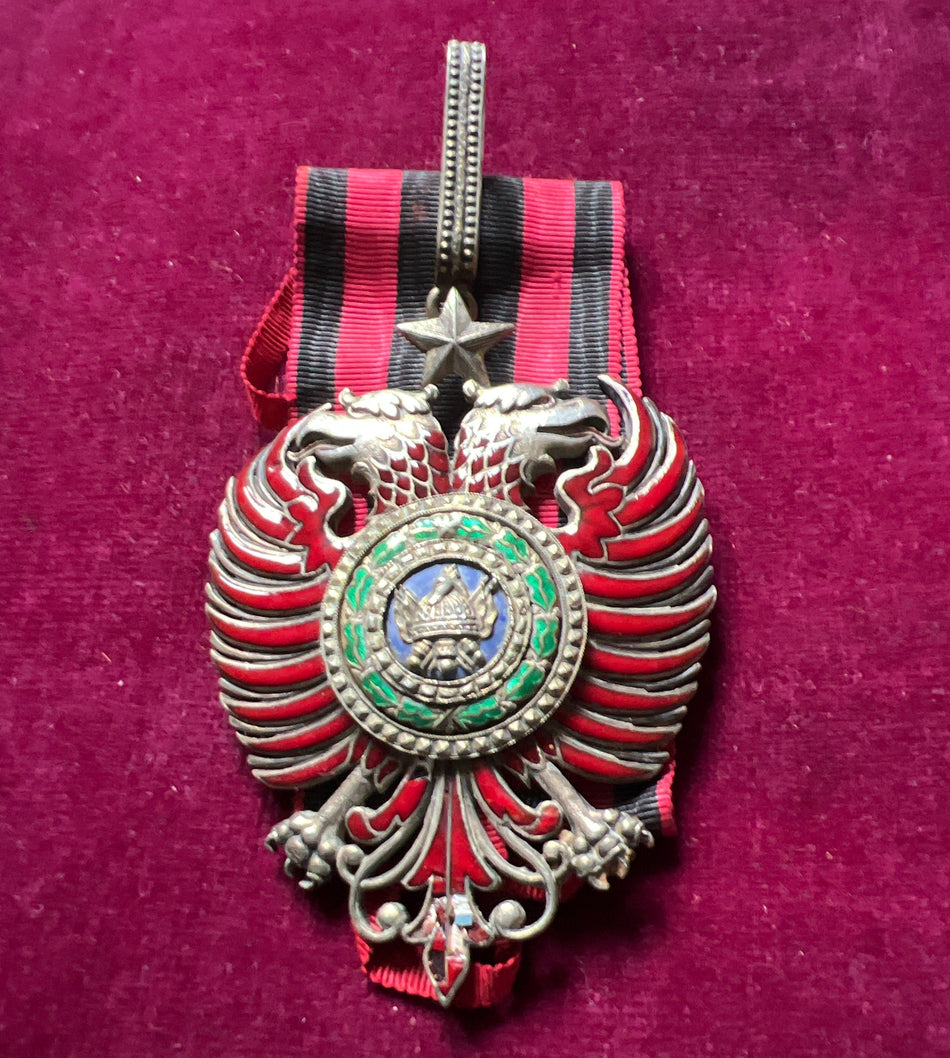 Albania, Order of Skanderbeg, commander, 3rd class, small chip to tail of eagle