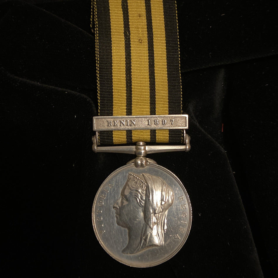 East and West Africa Medal, Benin 1897 bar, to W. E. Horne, Royal Navy, HMS Theseus