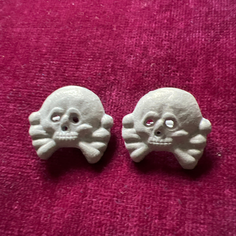 Nazi Germany, pair of Panzer skulls