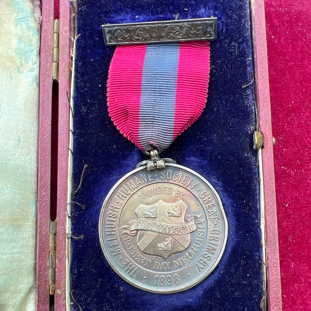 Medal for Valour, Melhuish Humane Society, Great Grimsby, founded by Robert Day 1898, unnamed in box of issue