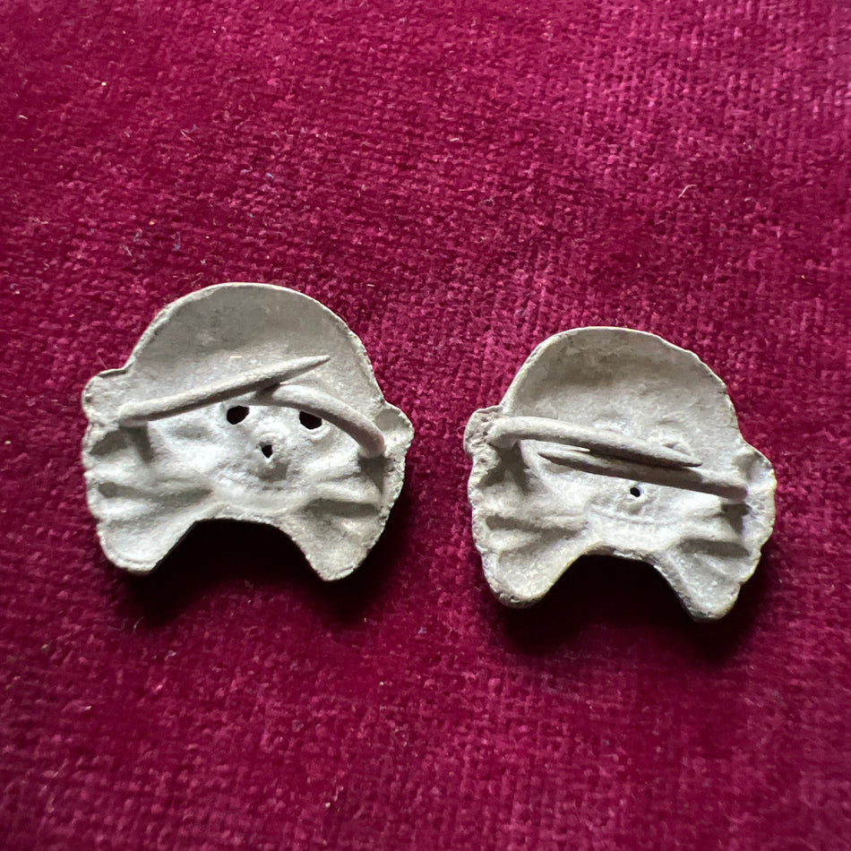 Nazi Germany, pair of Panzer skulls
