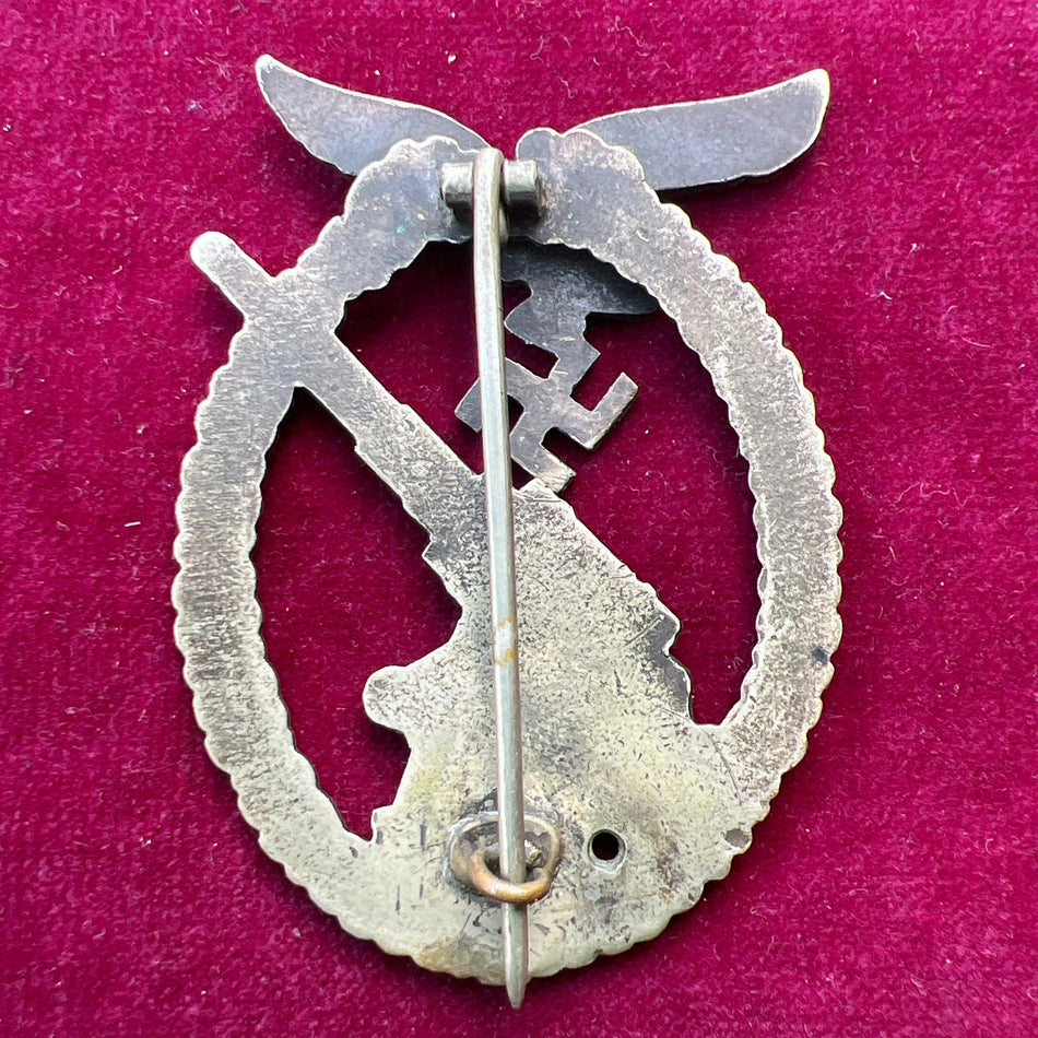Nazi Germany, Luftwaffe Flak Badge, early type, nickel, unmarked, some wear