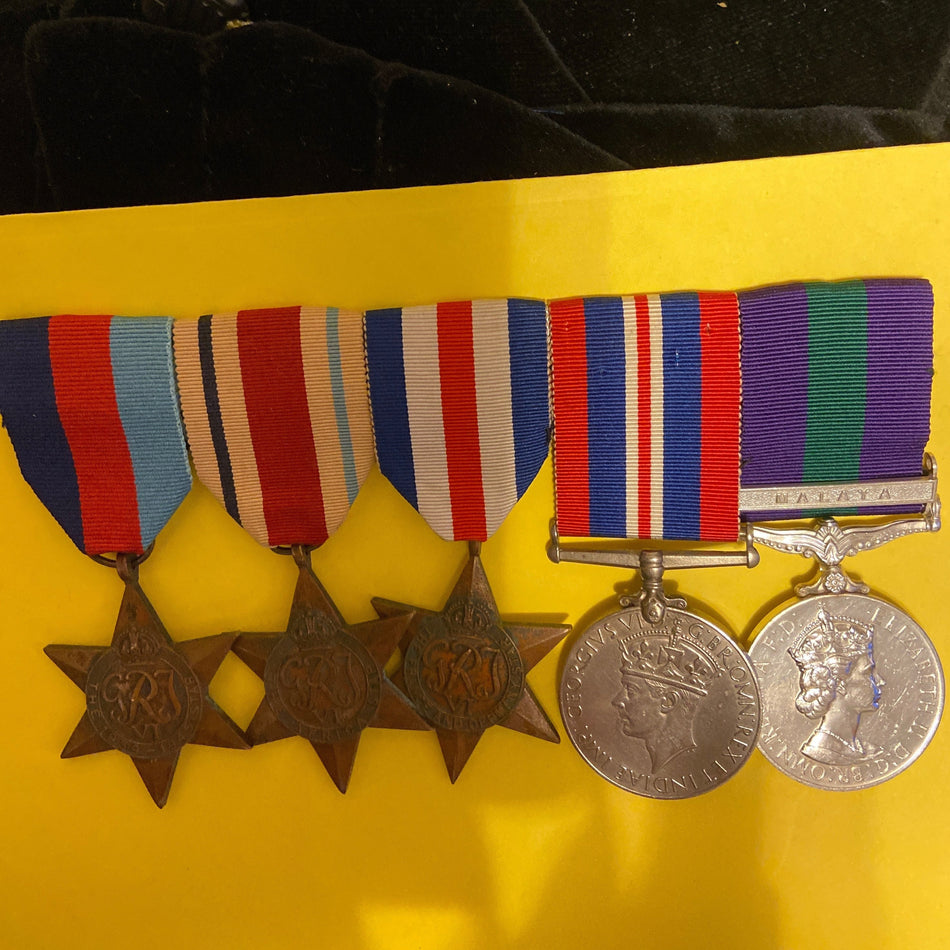 Group of 5 to Sergeant Henry Mathew Poet, 1/7 Queen's Regiment. Served in North Africa, GSM Malaya bar, includes some history