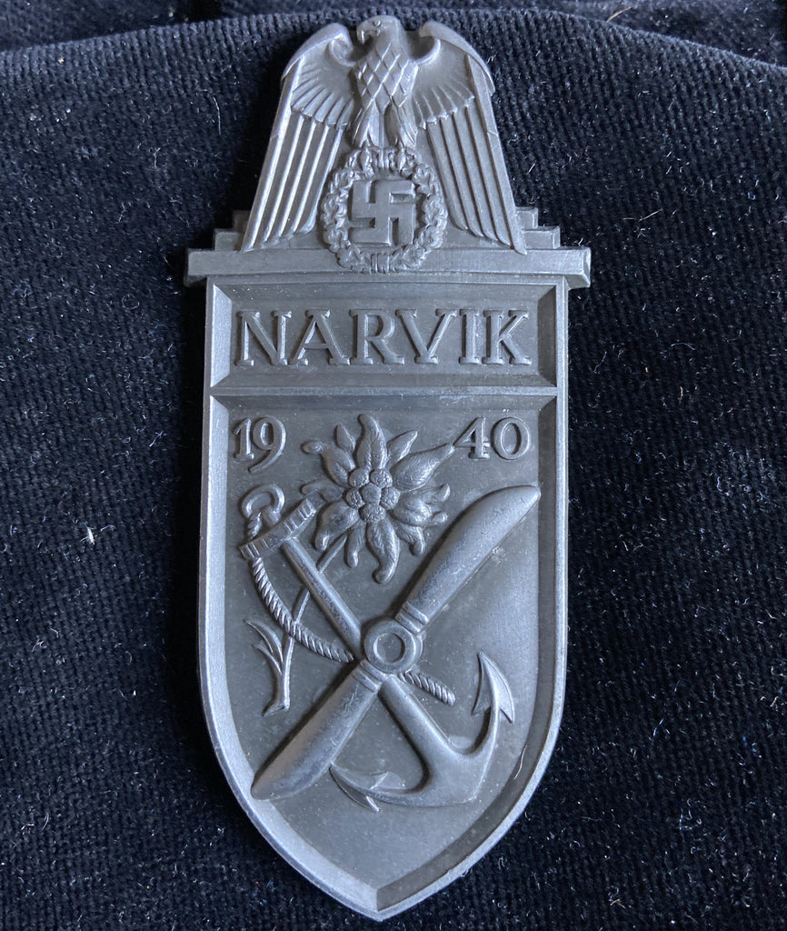 Nazi Germany, Narvik Shield, white metal for army or Luftwaffe, no backplate