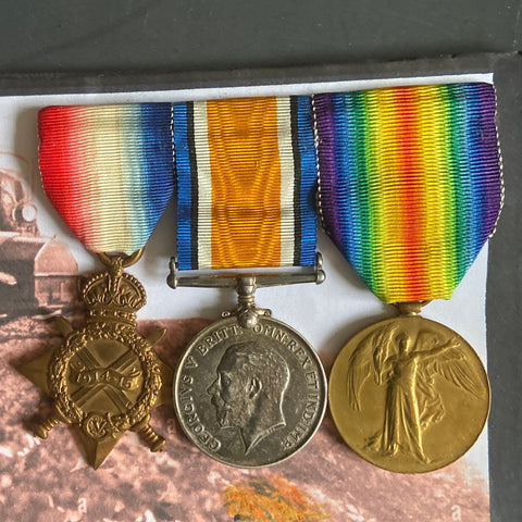 WW1 trio to Private/ Lieutenant H. J. Saunders, South Africa Service Corps, Motor Transport