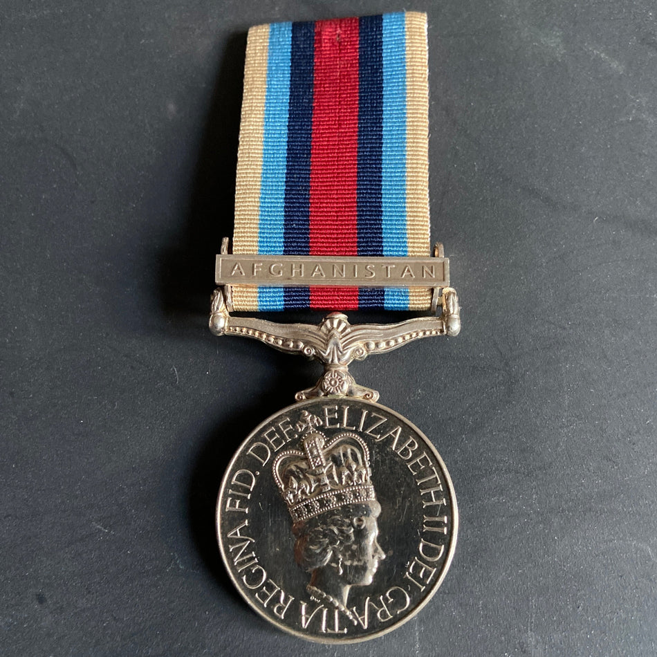 Operational Service Medal for Afghanistan, Afghanistan clasp, to 25083011 Lance Corporal R. Clayton, A.G.C. (S.P.S.)