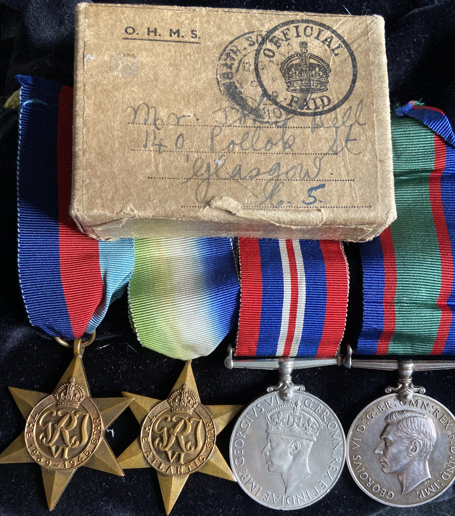 Group of 4 to 488 Tel. J. P. Bell, including Reserve Long Service and Good Conduct Medal to Royal Naval Volunteer Wireless Auxiliary Reserve, scarce medal- only 200 issued from 1939-57, awarded for 12 years of service