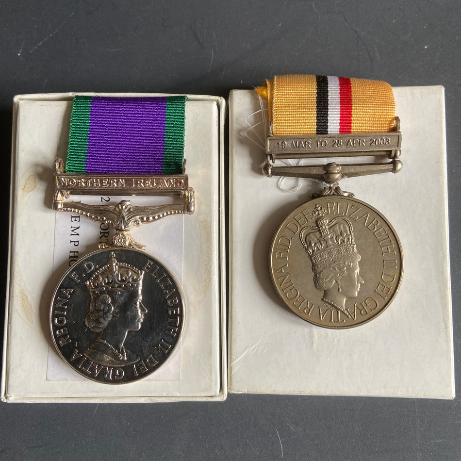 General Service Medal (Northern Ireland bar)/ Iraq Medal (19 Mar to 28 Apr 2008 bar) to 25079082 Private M. P. Hobbs, Royal Logistics Corps