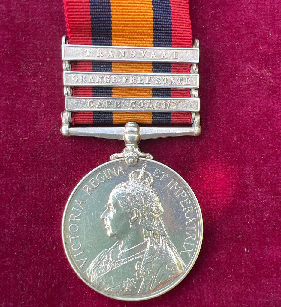 Queen's South Africa Medal, 3 bars: Transvaal, Orange Free State & Cape Colony, to 13021 Gunner F. Foy, 36 S.D. Royal Garrison Artillery