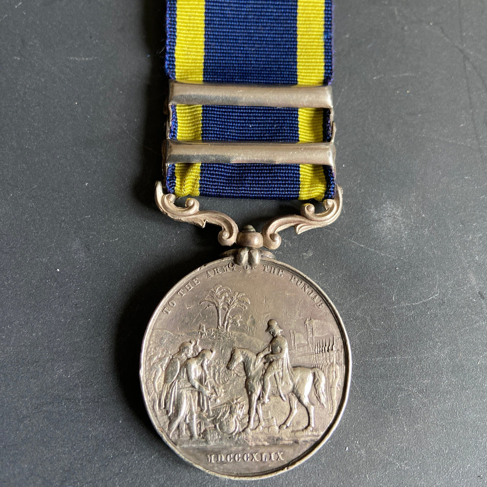 Punjab Meal, 2 bars: Chilianwala & Goojerat, to William Watts, 9 Queen's Royal Lancers, with some history