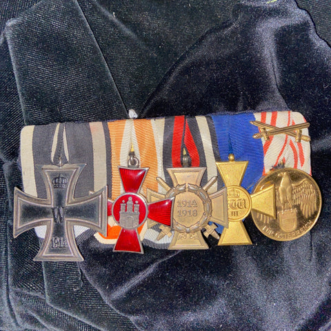 Germany, WWI group of 5: Iron Cross, Hamburg Cross, Cross of Honour, 25 Years Long Service Cross & Austria War Medal 1914-18