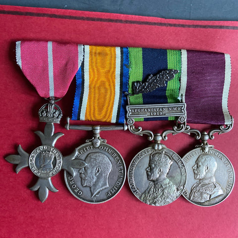 Group of 4 to Staff Sergeant Thomas Moreland Johnson, Indan Army Ordnance Corps. Enlisted King's Own Royal Lancaster Regiment, served Malta & Jersey, transferred to India (Eastern Persian borders), then Afghanistan 1919. MiD MBE 1927, includes history