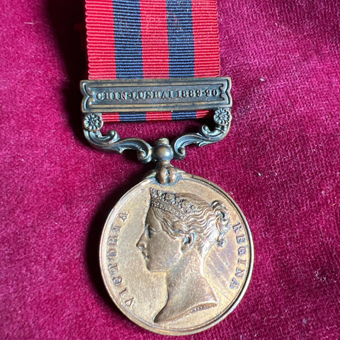 India General Service Medal, Chin-Lushai 1889-90 bar, to 4232 Muleteer Kullo Com, Transport Department