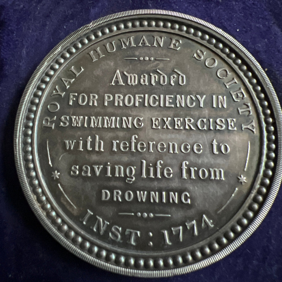 Silver Royal Humane Society Medal awarded to Geroge Hulms, training ship Wallestone, 1904