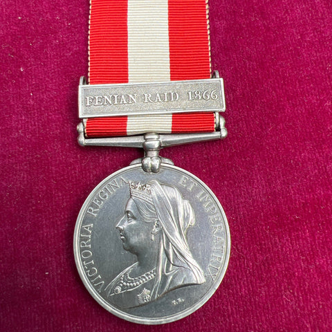 Canada General Service Medal, Fenian Raid 1866 bar, to Lieutenant Robert Archer, Quebec Squadron of Cavalry