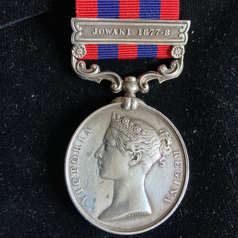 India General Service Medal, Jowaki 1877-8 clasp, to 1974 Bugler Thomas Vivas, 4 Battalion, Rifle Brigade