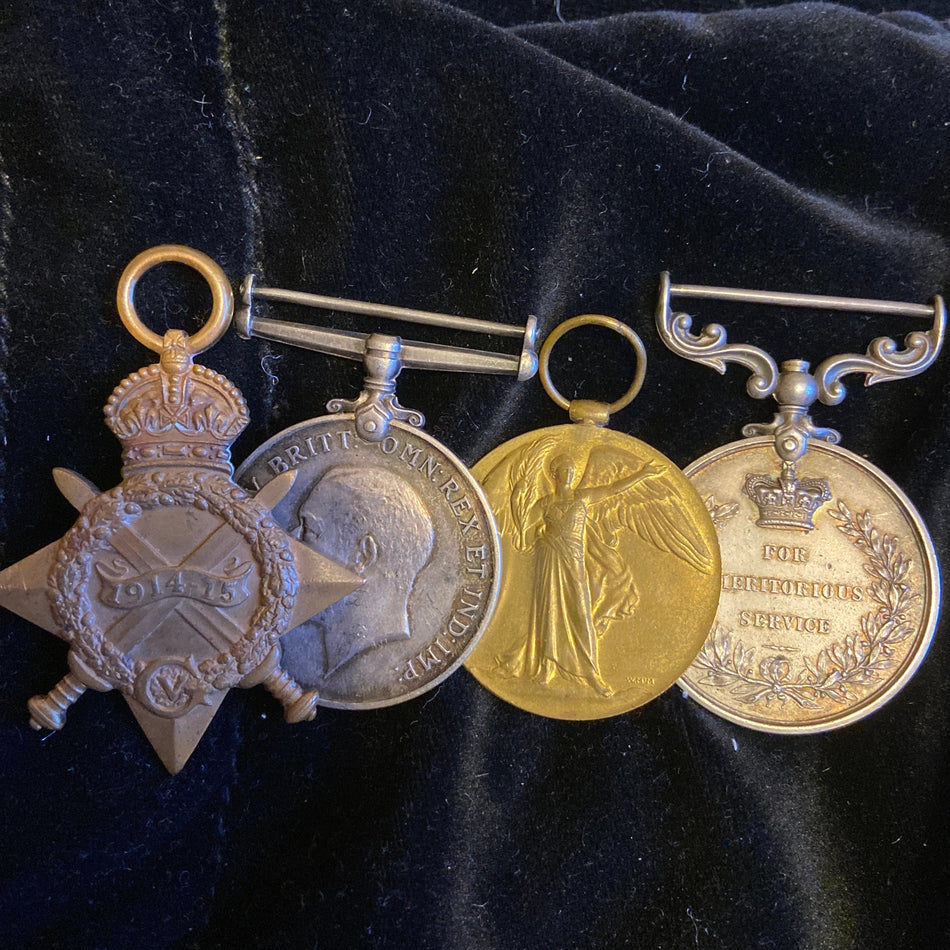 WW1 group of 4 to 26911 Driver Wilfred G. Gough, Royal Engineers. Meritorious Service Medal, London Gazette, 17th January 1917