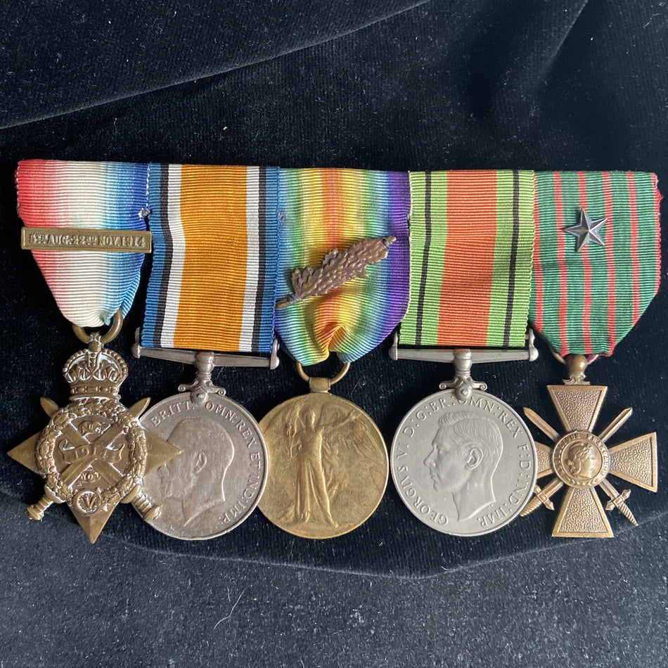Group of 5 to Pte. William Blanchard, 2/Yorkshire Light Infantry. Sent to France 10/8/1914, some history
