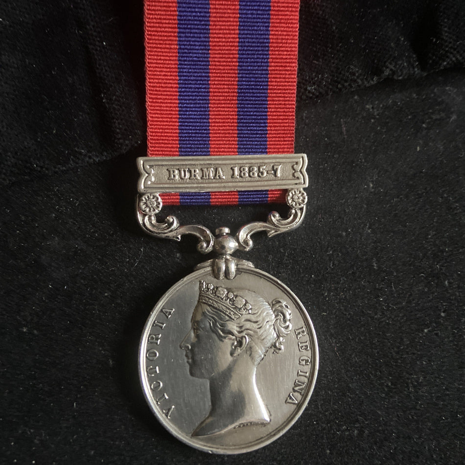 India General Service Medal, Burma 1885-7 bar, to 7006 Private W. Flick, 2nd Battalion, Liverpool Regiment