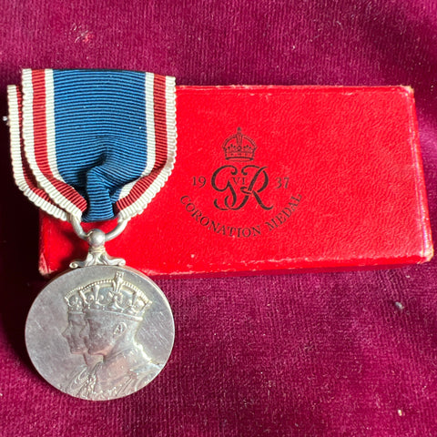 King George VI Coronation Medal, 1937, in box