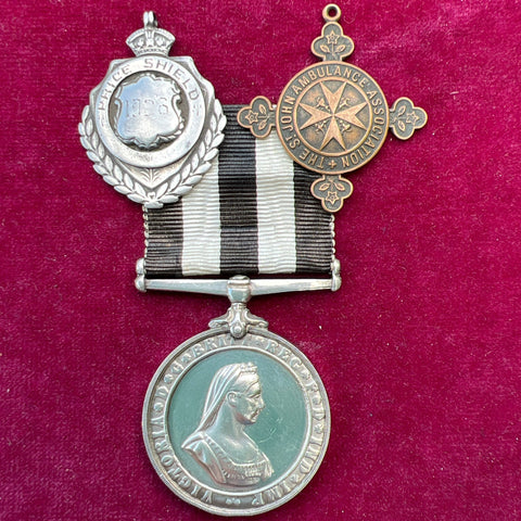 St John Long Service Medal to 282995 Pte. D. H. Sulman, Shoreditch Division, with Price Shield 1926 (24474 Pte. W. Sulman) & St John Ambulance Association Badge