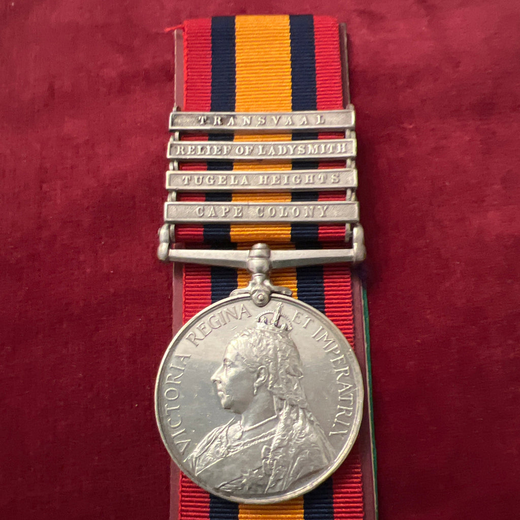 Queen's South Africa Medal, 4 bars: Transvaal, Relief of Ladysmith, Tugela Heights & Cape Colony, to 5745 Pte. James Mackie, 2 Royal Scots Fusiliers, includes full service history