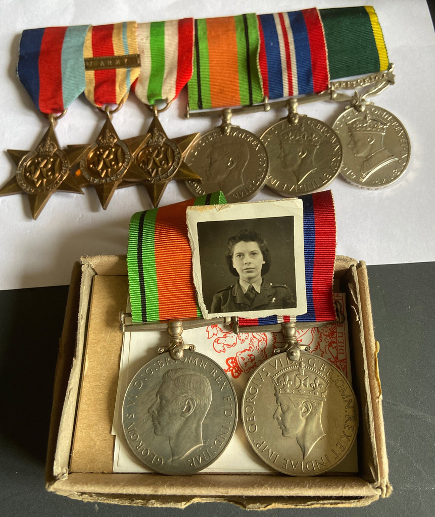 Husband & wife WW2 medals, group of 6 to 1430523 Bdr. W. R. Jebb, Royal Artillery with wife's RAF pair & small photo