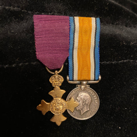 Miniature OBE (1st type)/ British War Medal pair, WW1, excellent example
