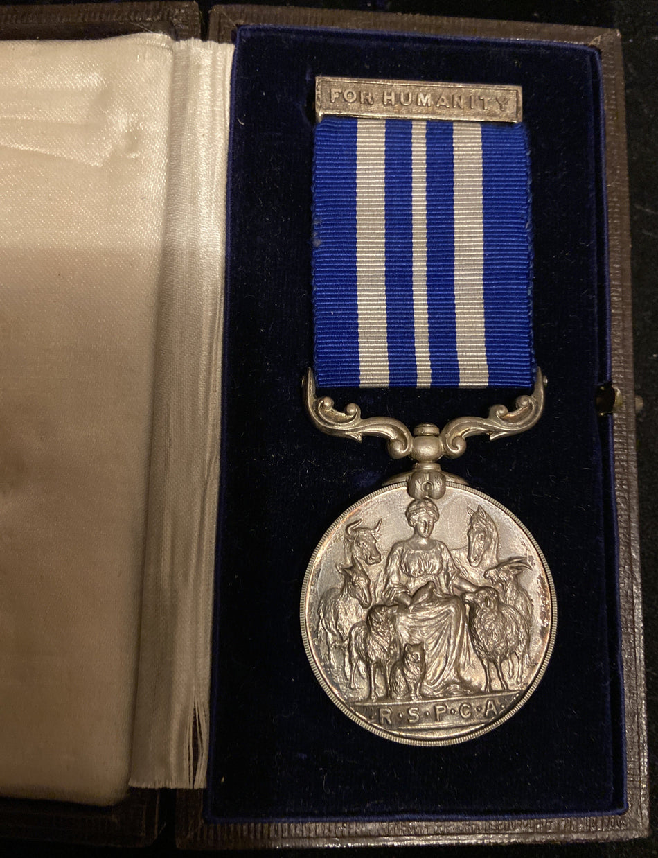 R.S.P.C.A. Medal in silver to Hyla Newton, 1923, believed to have been awarded in the Somerset area
