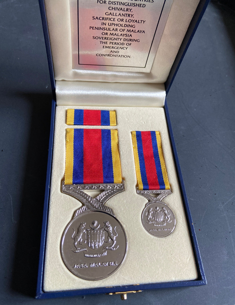 Malaysia, Pingat Jasa Malaysia (Malaysian Service Medal), with miniature, in box of issue