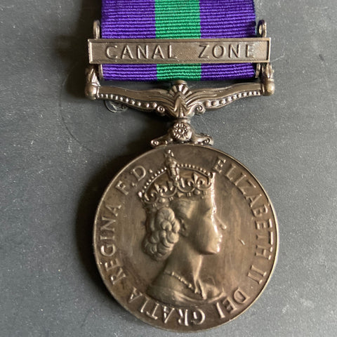 General Service Medal, Canal Zone bar, to 3385451 Warrant Officer 1 T. Smith, East Lancashire Regiment