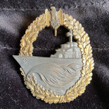 Nazi Germany, Destroyer War Badge, maker marked J.F.S., good gilt