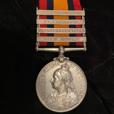 Queen's South Africa Medal, 4 bars, to 974 Pte. J. W. Napier, Cape Town Highlanders
