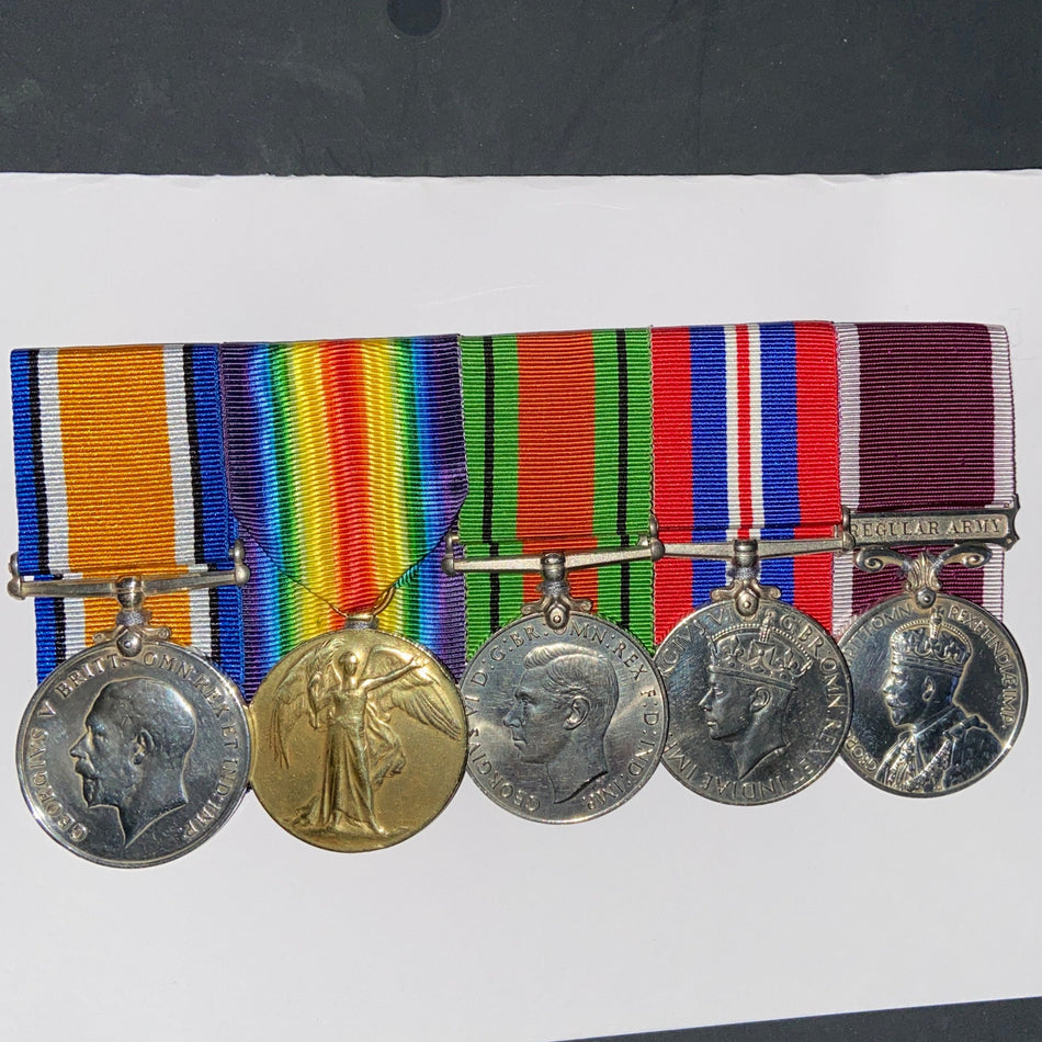 WW1/WW2 group of 5 to G. Dunbar, Northampton Regiment, Royal Signals, with copy of war diary, shows wounded, includes history