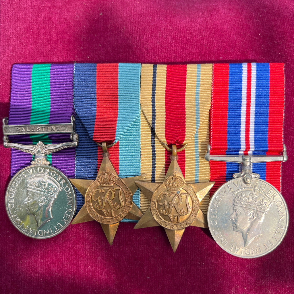 WW2 group of 4 to 4270249 Fusilier J. G. Reed, 1 Battalion, Royal Northumberland Fusiliers, prisoner of war, June 1942, Stalag X1-A. General Service Medal: Palestine bar, see history