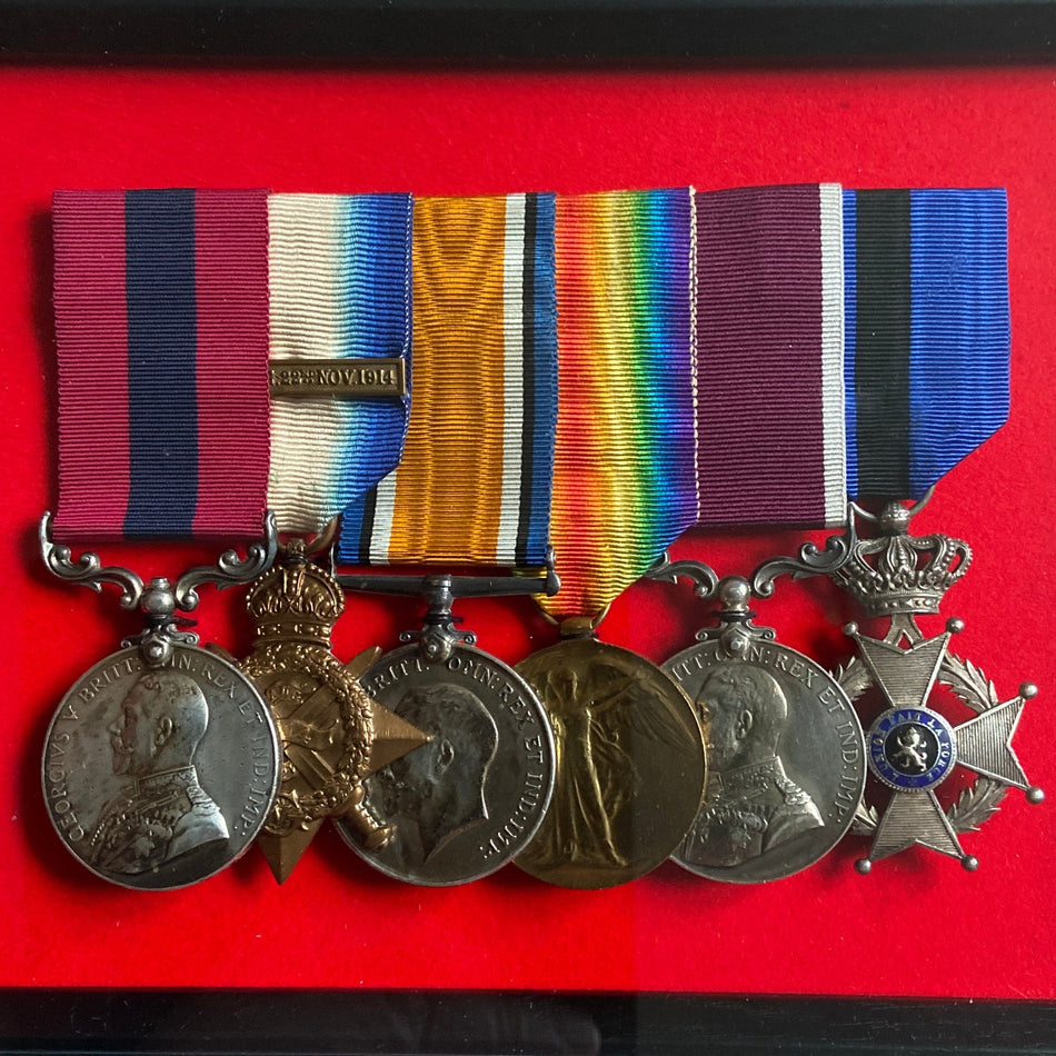 Group of 6 to 60004 Sergeant Walter George Evans, 22nd Brigade, Royal Field Artillery. Belgium Order of Leopold II (avec palme) chevalier, LG 5/4/1919 - A/47th Brigade RFA, DCM - LG 3/6/1919 (Belgium/France), 'A' Battery 47th Brigade RFA, see description