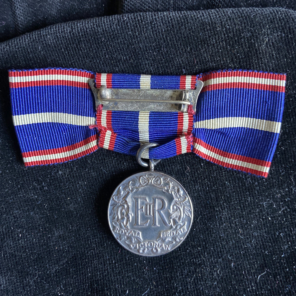Royal Victorian Medal, silver, first issue of Queen Elizabeth II, 1953-54, with foreign ribbon on ladies bow, scarce