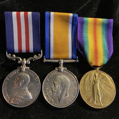 Military Medal/ British War Medal/ Victory Medal trio to Wilfred G. Jones, 19 Machine Gun Corps. Awarded the Military Medal on 22 October 1918, all medals confirmed with full service papers
