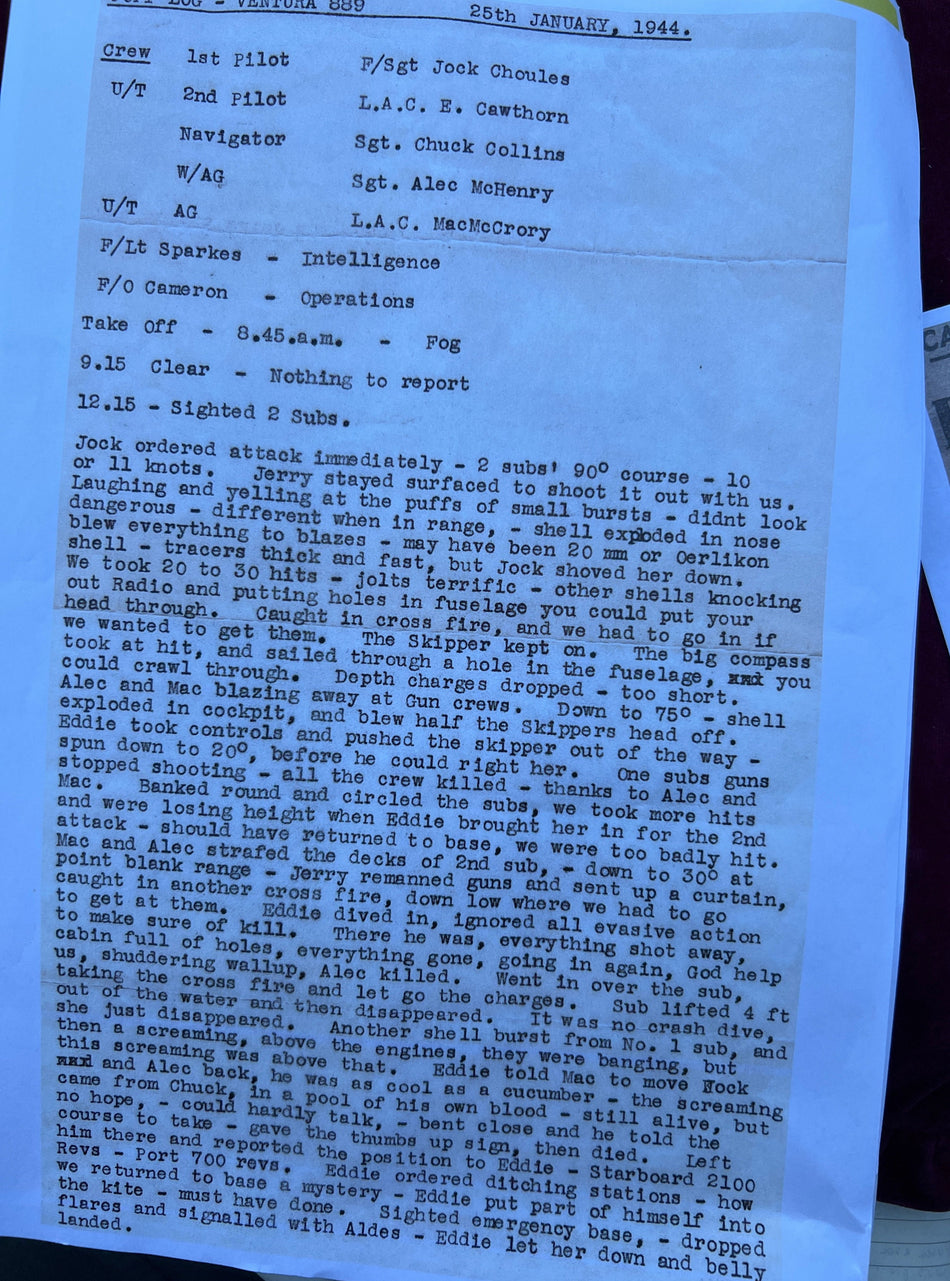 DFM group to a complete fantasist Edmund Cawthorn: claims to have sunk a U-boat with his crew & sent home the U-boat Commander's cap badge. Also claims to have the goldfish club badge. In reality, he was a Leading Aircraft, class 2. See description