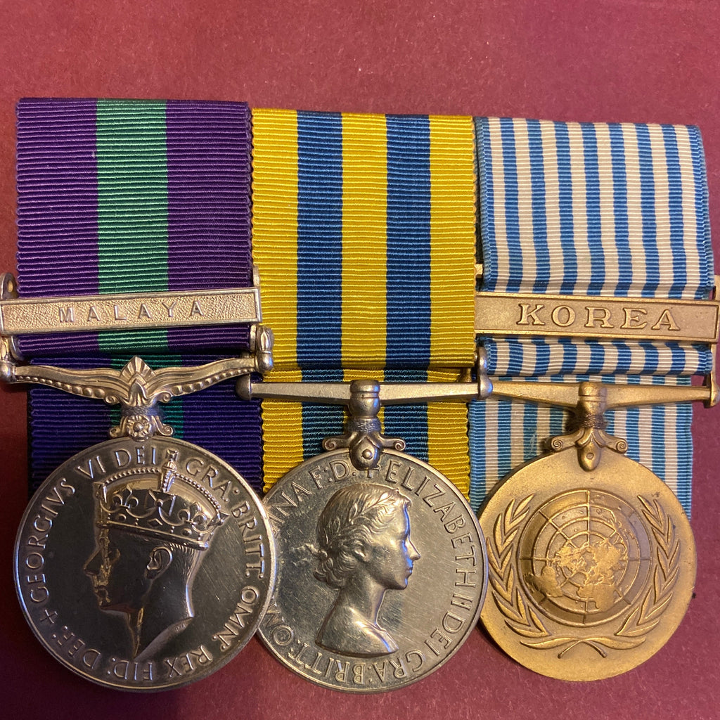 Group of 3 to T/19046329 Pte. R. G. Beards, Army Service Corps. General Service Medal (Malaya clasp), Korea Medal & United Nations Medal